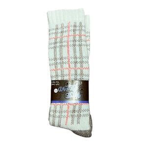 Wise Blend Cream Plaid Merino Wool Socks, Size M, NWT